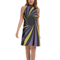 NDO Purple Maze Tie Back Halter Neck Flared Dress