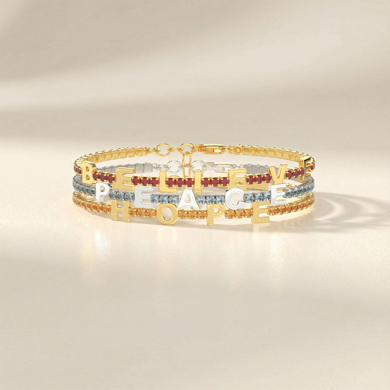 Aquamarine  Birthstone Tennis Bracelet 18K yellow Gold SB001B
