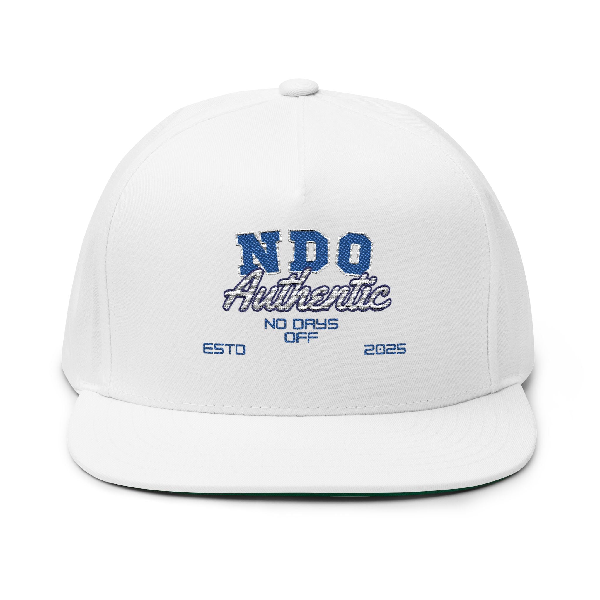 Flat Bill Cap — "NDO Authentic" Embroidered Snapback Hat
