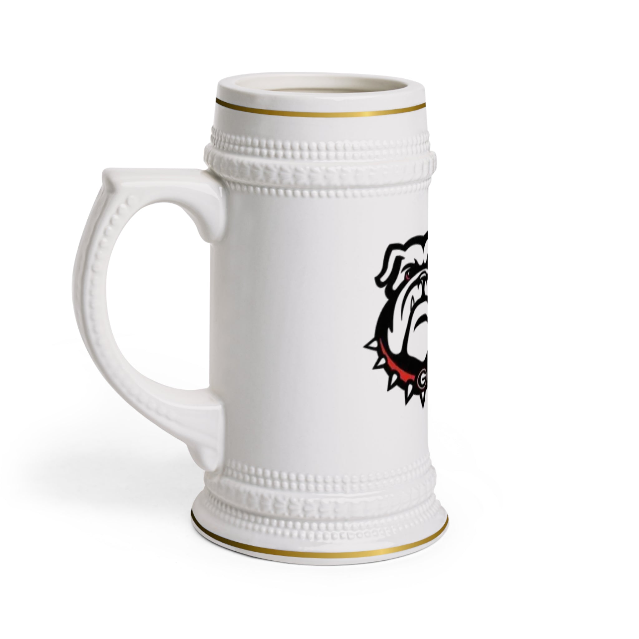GA Bulldog Aries Beer Stein Mug — Retro Script "Ariella" Team Logo Beer Stein