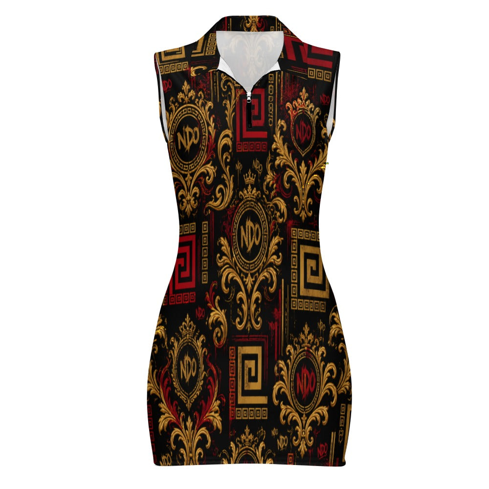 Women's Short Sleeve Dress with Short Zipper