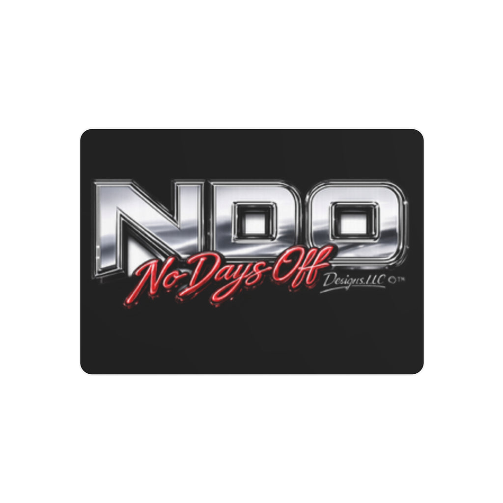 Metal Sign "NDO No Days Off" — Chrome Racing Wall Art for Garages & Gyms