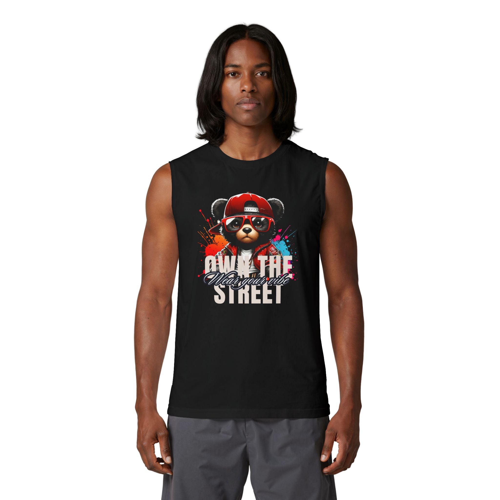 Muscle Tank — "Own the Streets" Urban Bear Graphic Tank Top