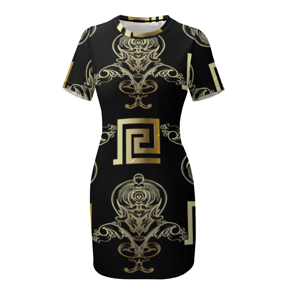 NDO White Crew Neck Short Sleeve Dress