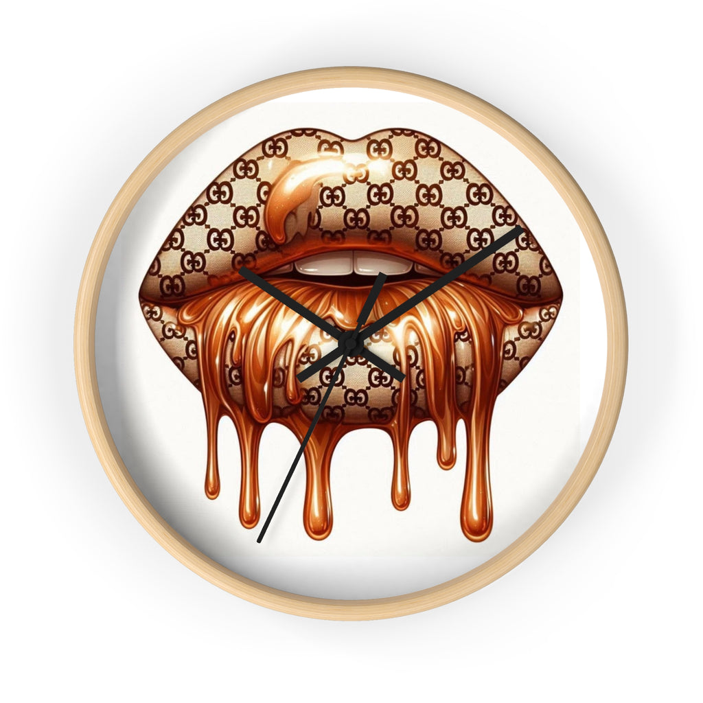 Designer Drip Lip Wall Clock — Luxury Logo Melt Art Decor