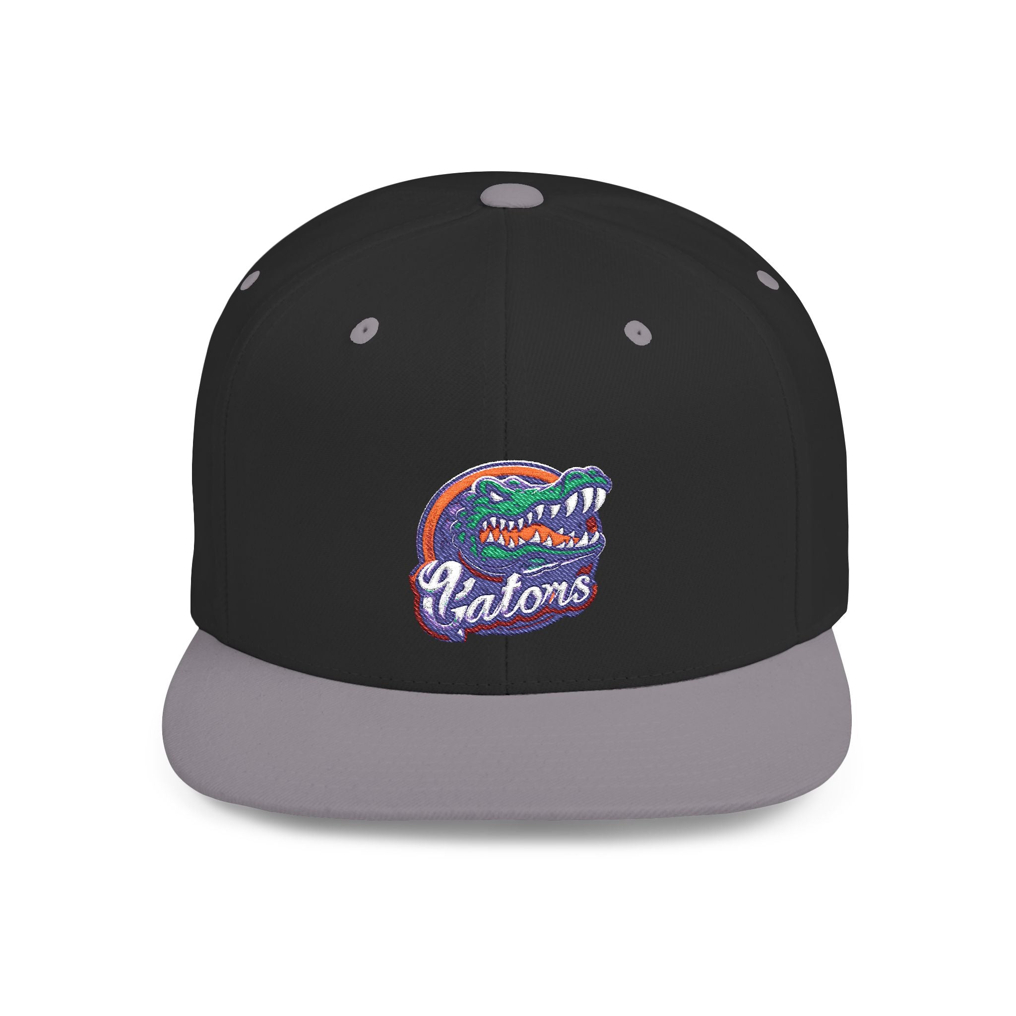 Florida Gators White Flat Bill Snapback Hat with Colorful Gator Logo