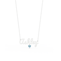 Customize this Rhodium Plated Heart Birthstone Name Necklace SN001R