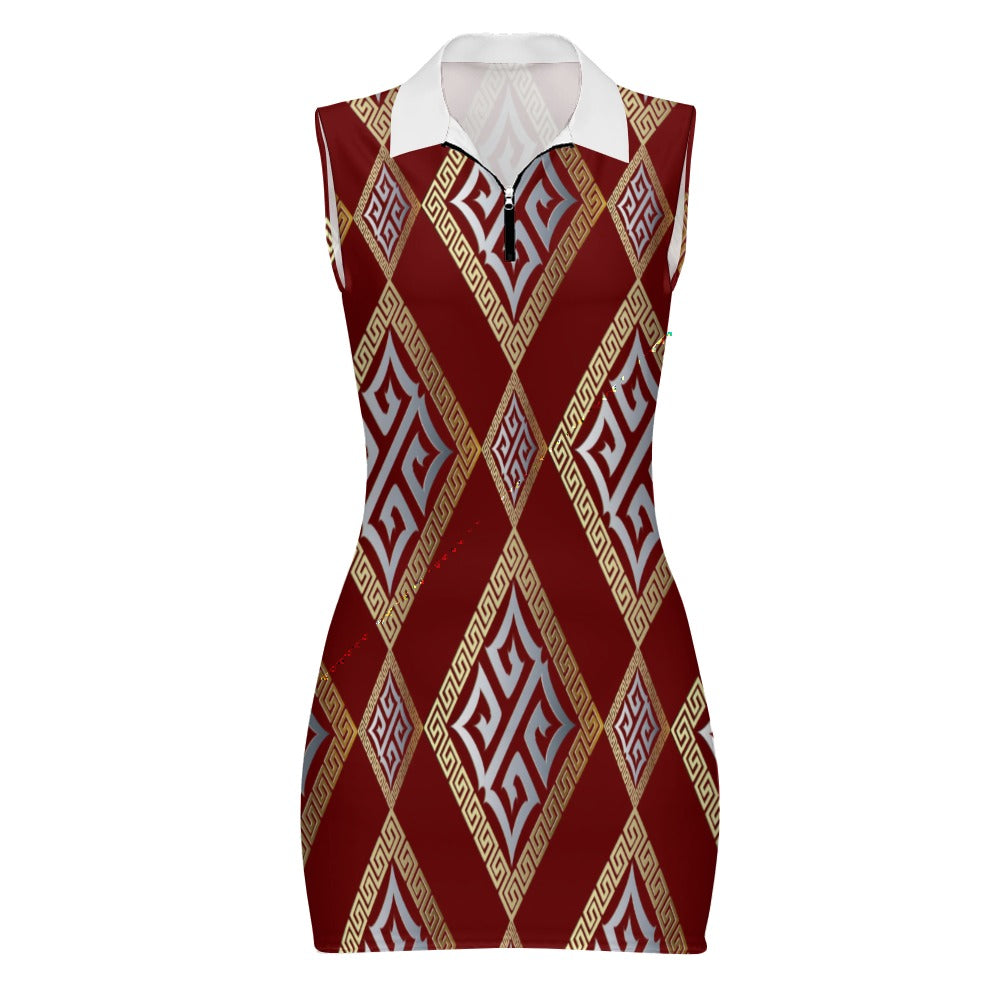 Women's Short Sleeve Dress with Short Zipper