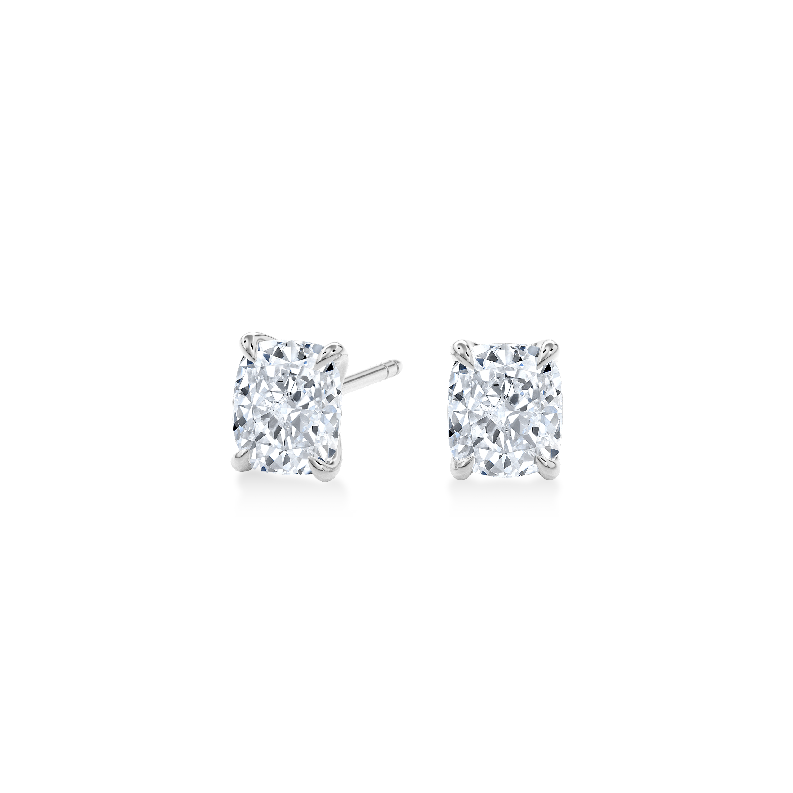 Dia Solitaire Single Stud Earring Cushion•White Gold
