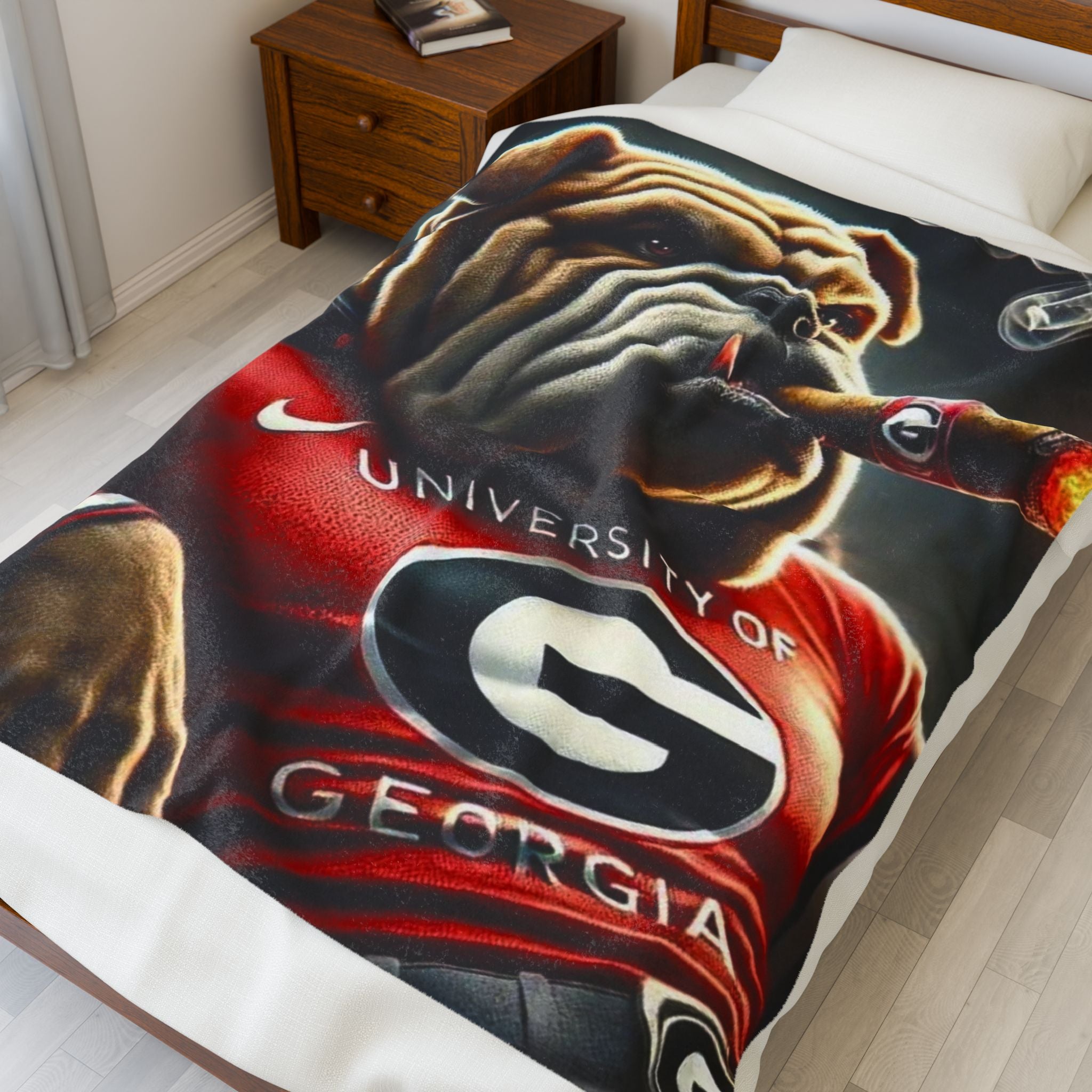 Bulldog Mascot Plush Blanket — Cozy College Team Throw