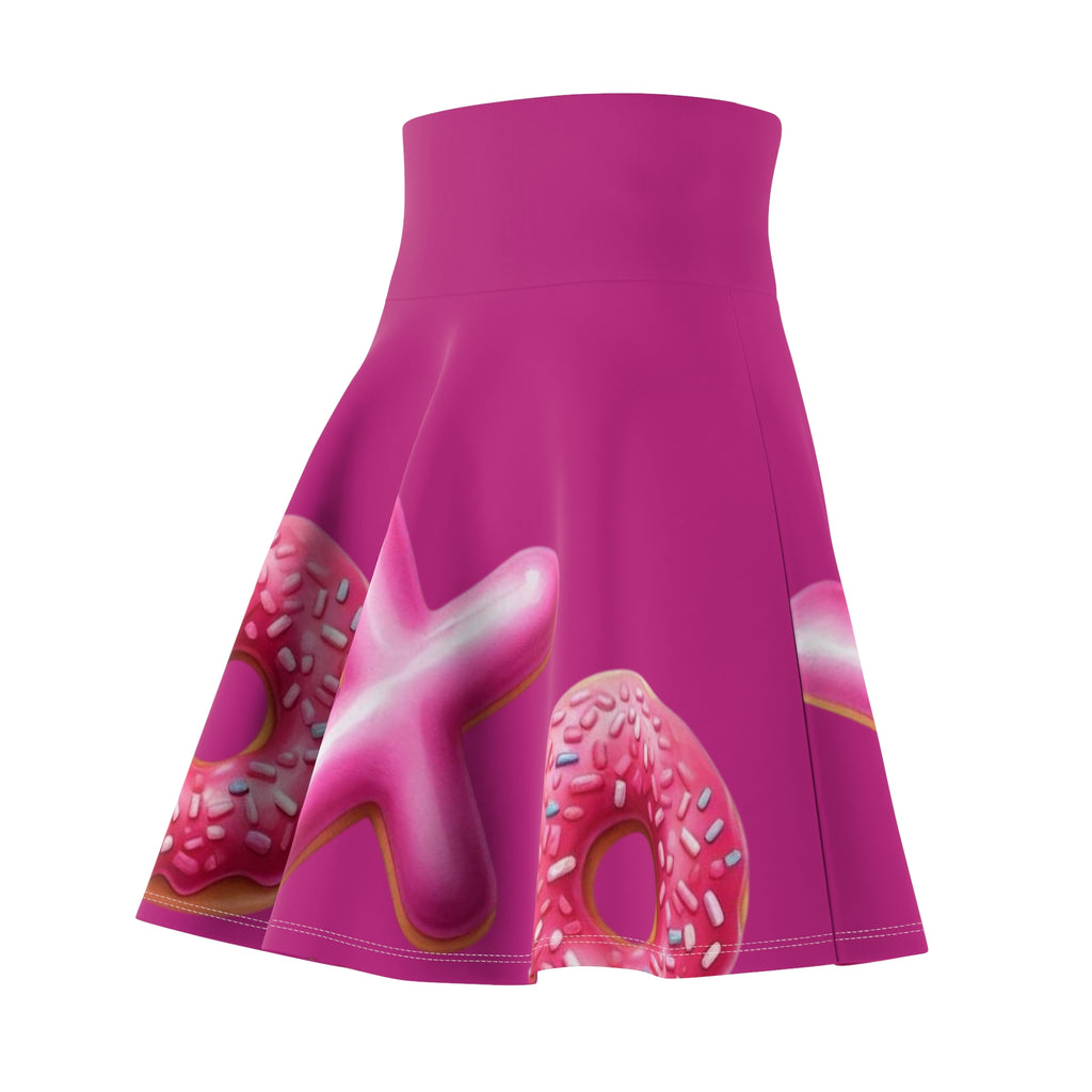Pink 'XOXO' Donut Skater Skirt – Playful Valentine's Graphic Skirt