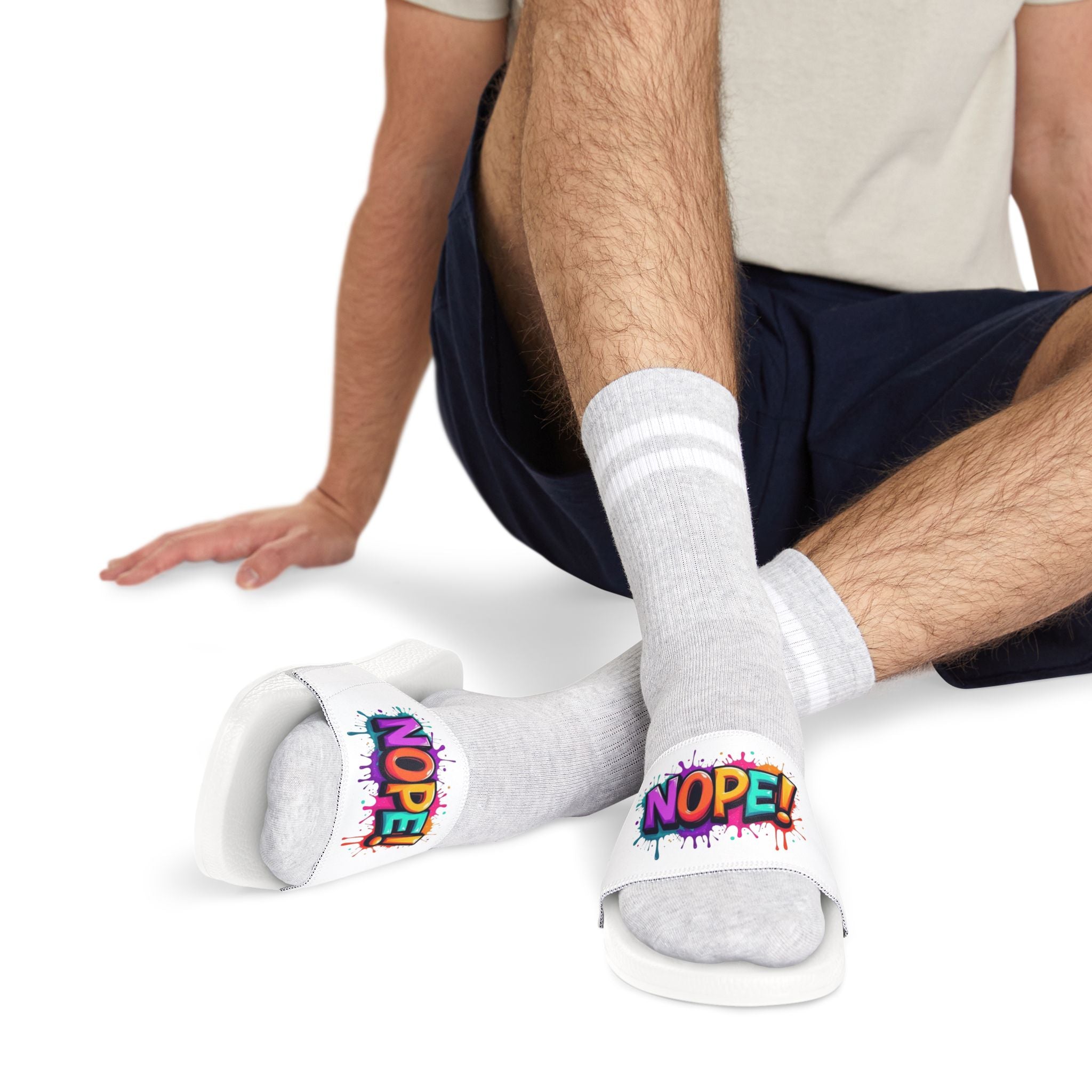 NOPE! Graphic Slide Sandals — Men's Removable-Strap Pool & Casual Slides