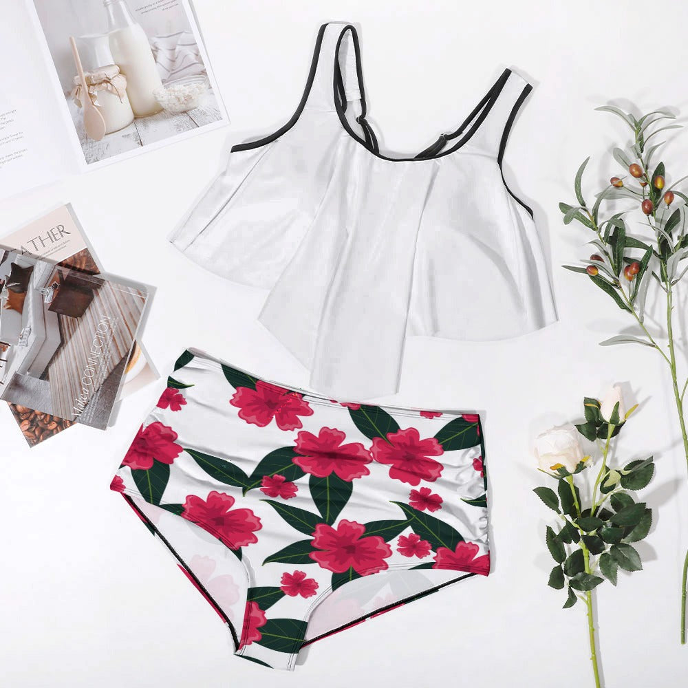 NDO-Plus Size Large Flower Bottom Bikini Swimsuit
