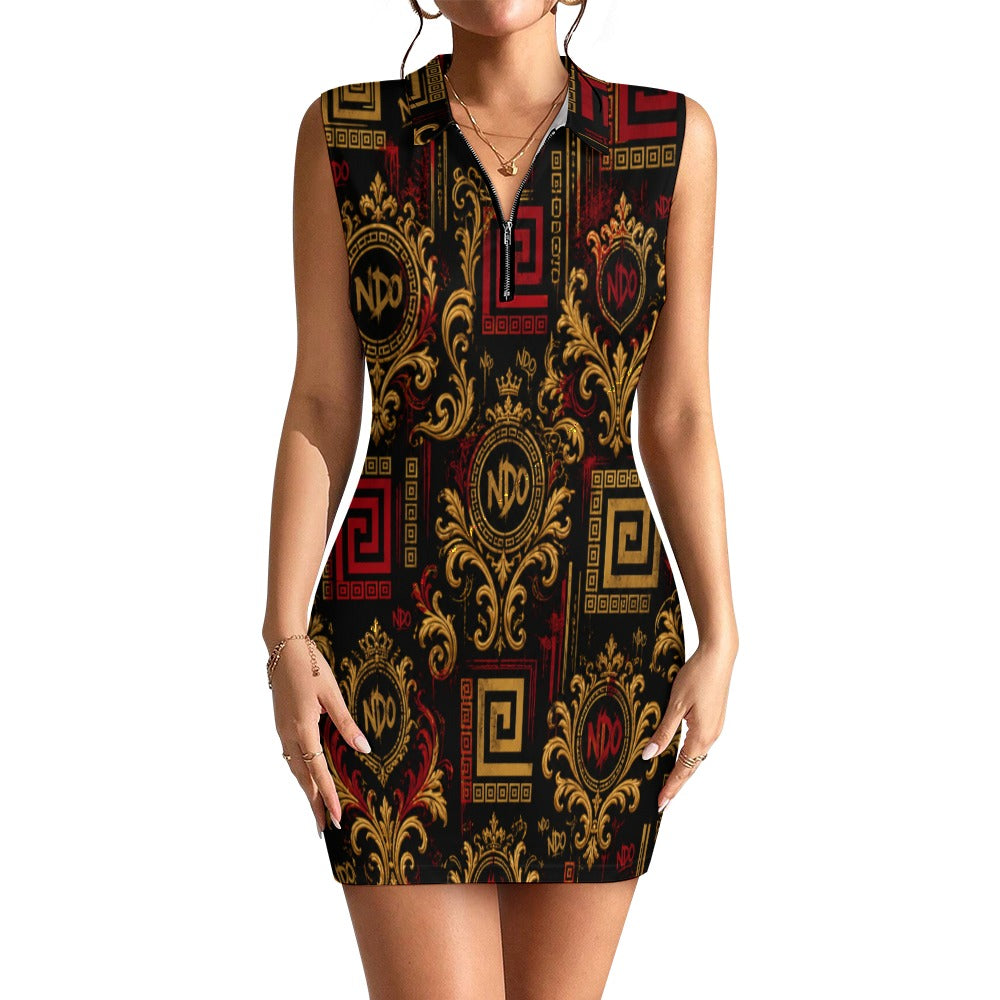 Women's Short Sleeve Dress with Short Zipper