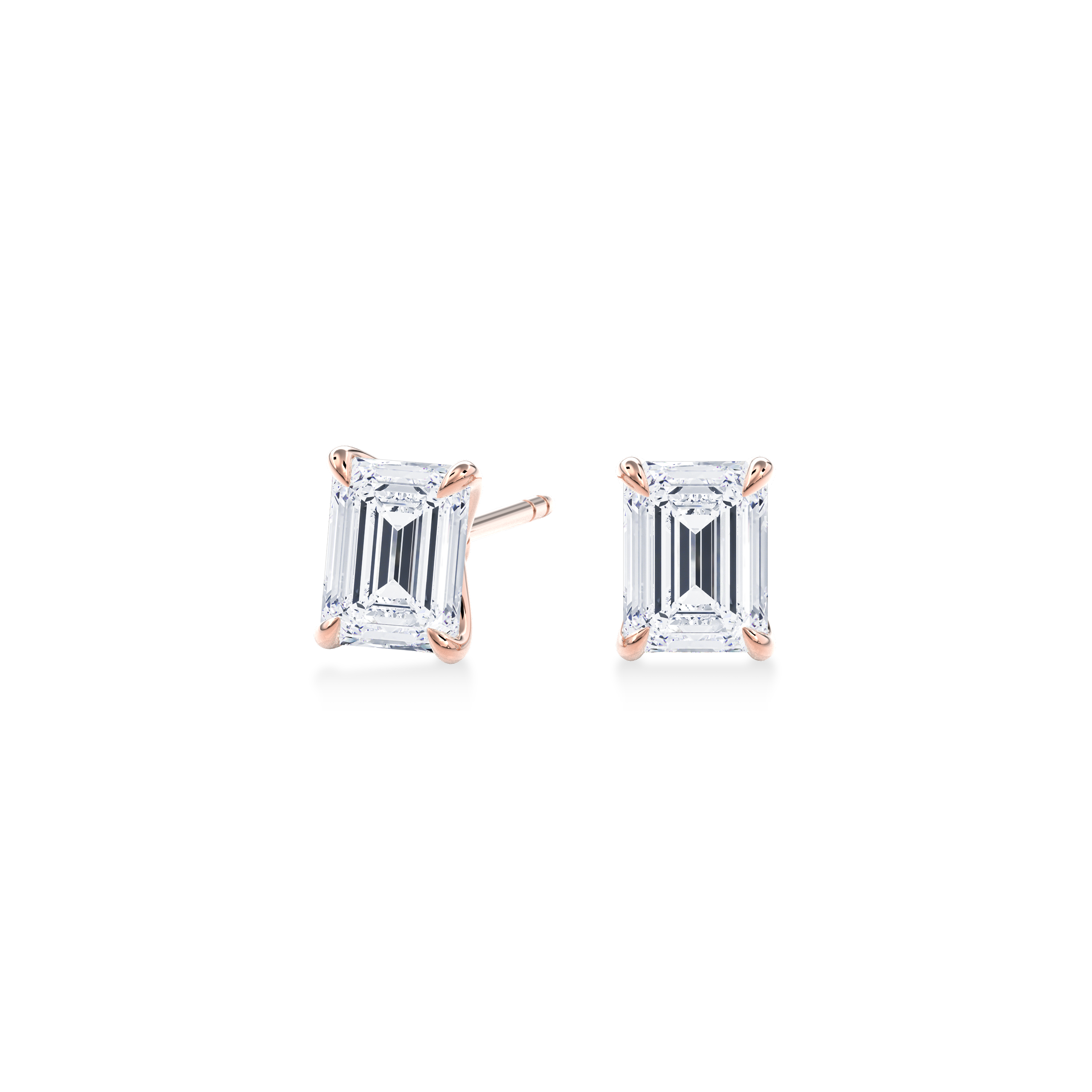 Dia Solitaire Single Stud Earring Emerald•Rose Gold