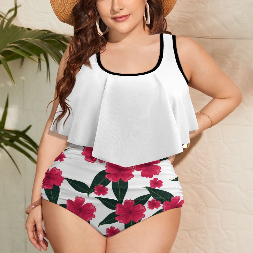 NDO-Plus Size Large Flower Bottom Bikini Swimsuit