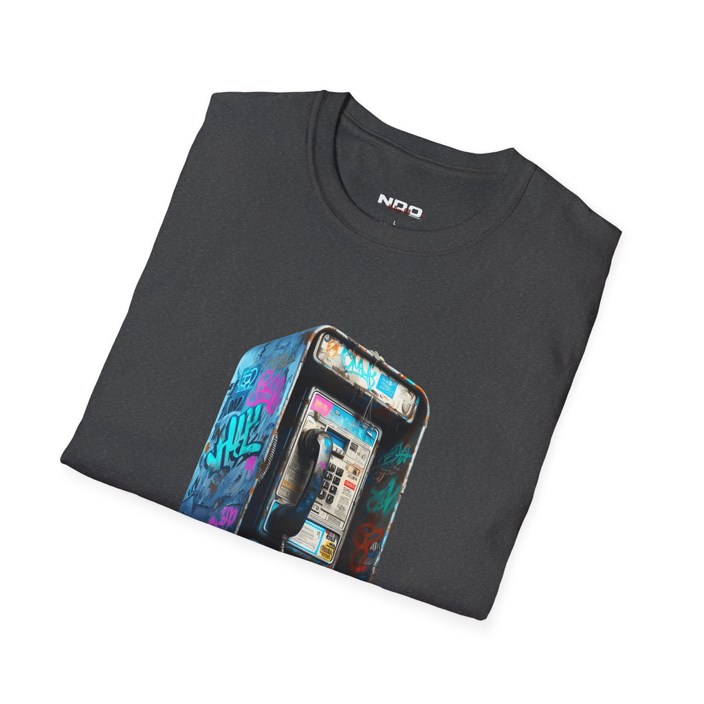 Gen X Retro Payphone Tee — Vintage Graffiti Phone Graphic T-Shirt