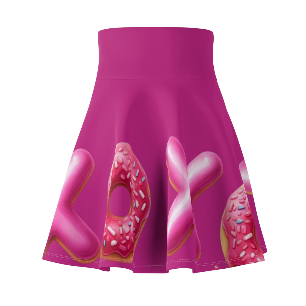Pink 'XOXO' Donut Skater Skirt – Playful Valentine's Graphic Skirt