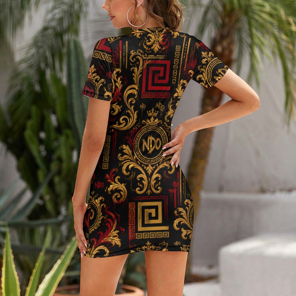 NDO White Crew Neck Short Sleeve Dress