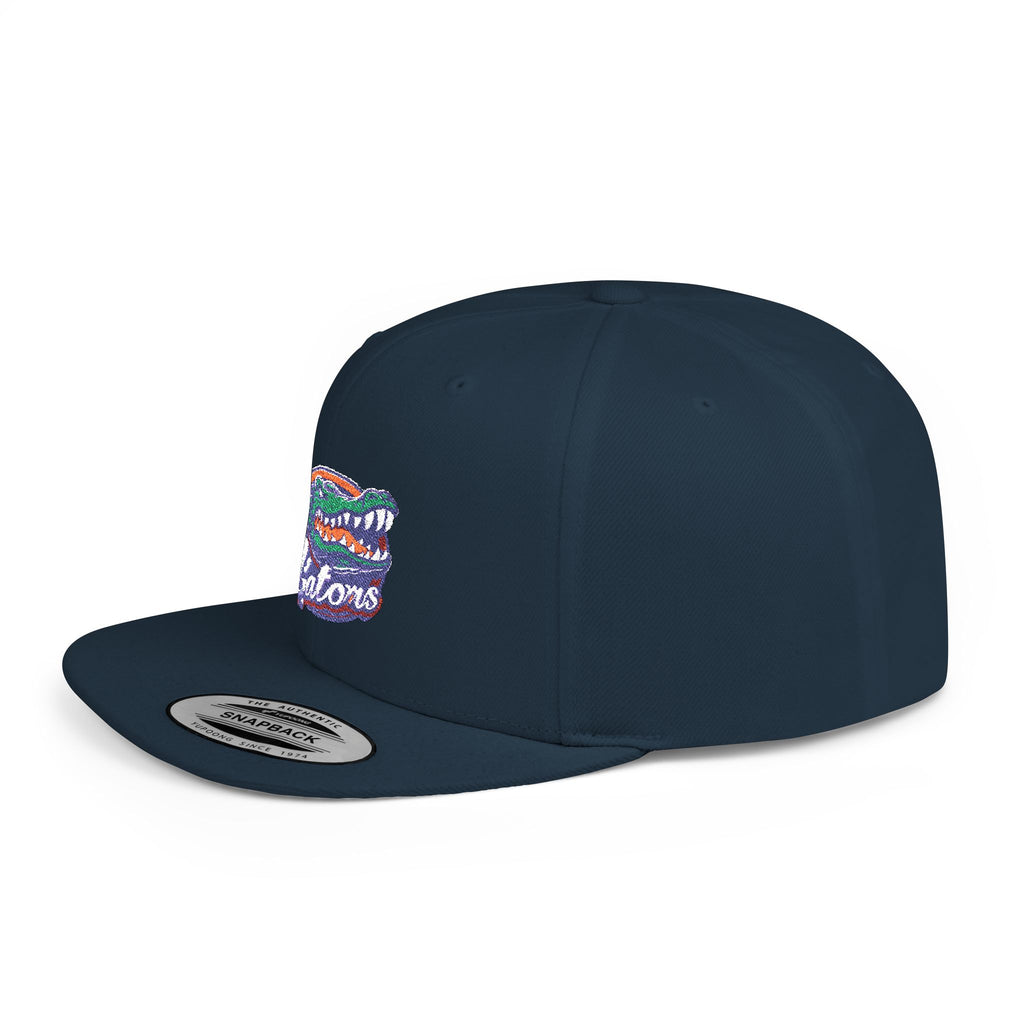 Florida Gators White Flat Bill Snapback Hat with Colorful Gator Logo