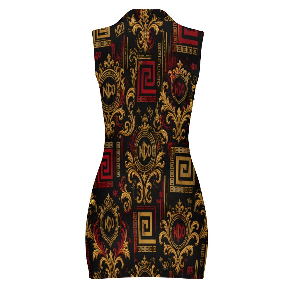 Women's Short Sleeve Dress with Short Zipper