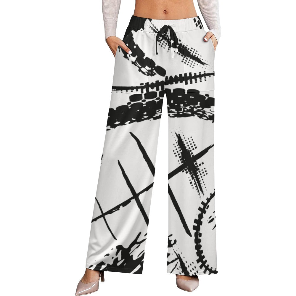 NDO Black & White Art Women's wide-leg pants