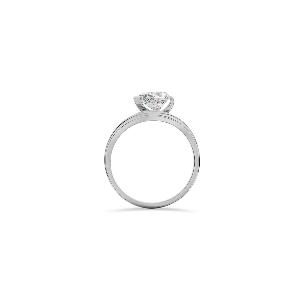 Pear  Luna Curve Ring in White Gold