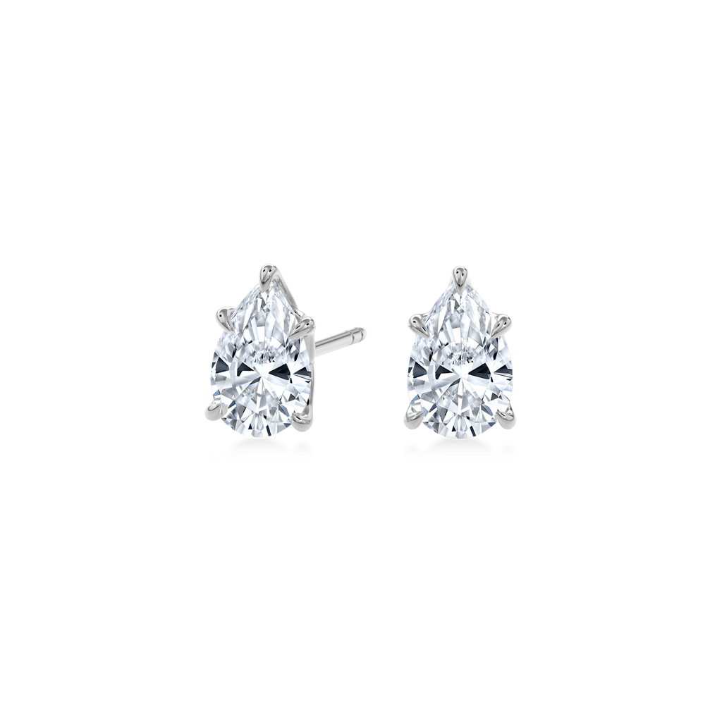Dia Solitaire Single Stud Earring Pear•White Gold
