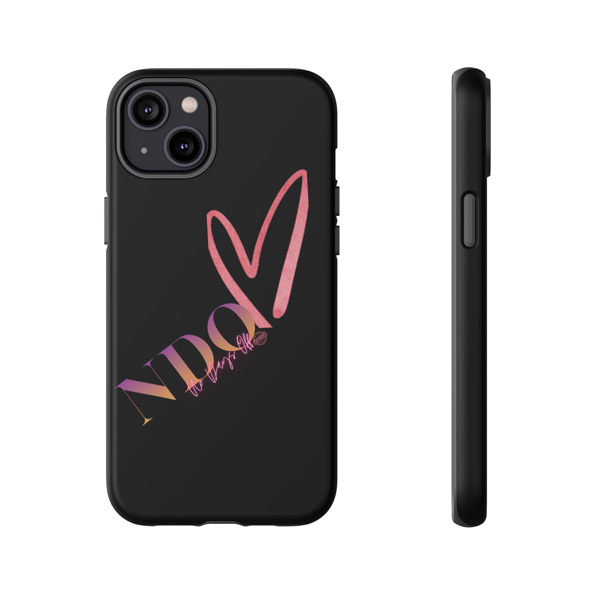 NDO Heart Phone Case – Slim Tough Protective iPhone Cover with Pink Heart Design