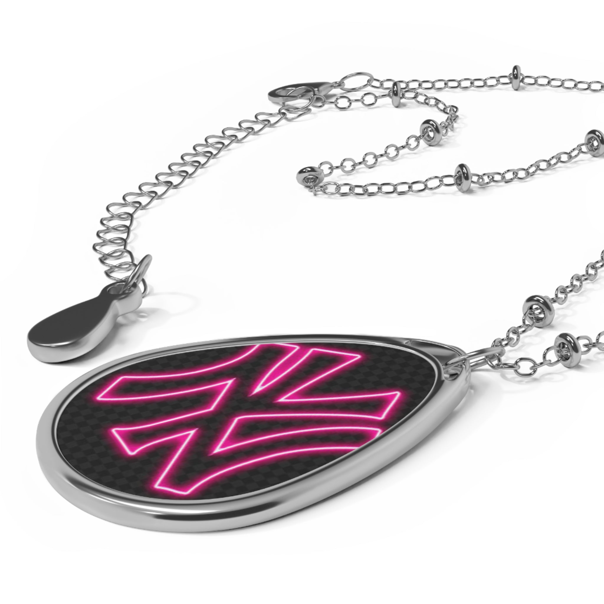 Oval Necklace — Pink Neon NY Logo Pendant
