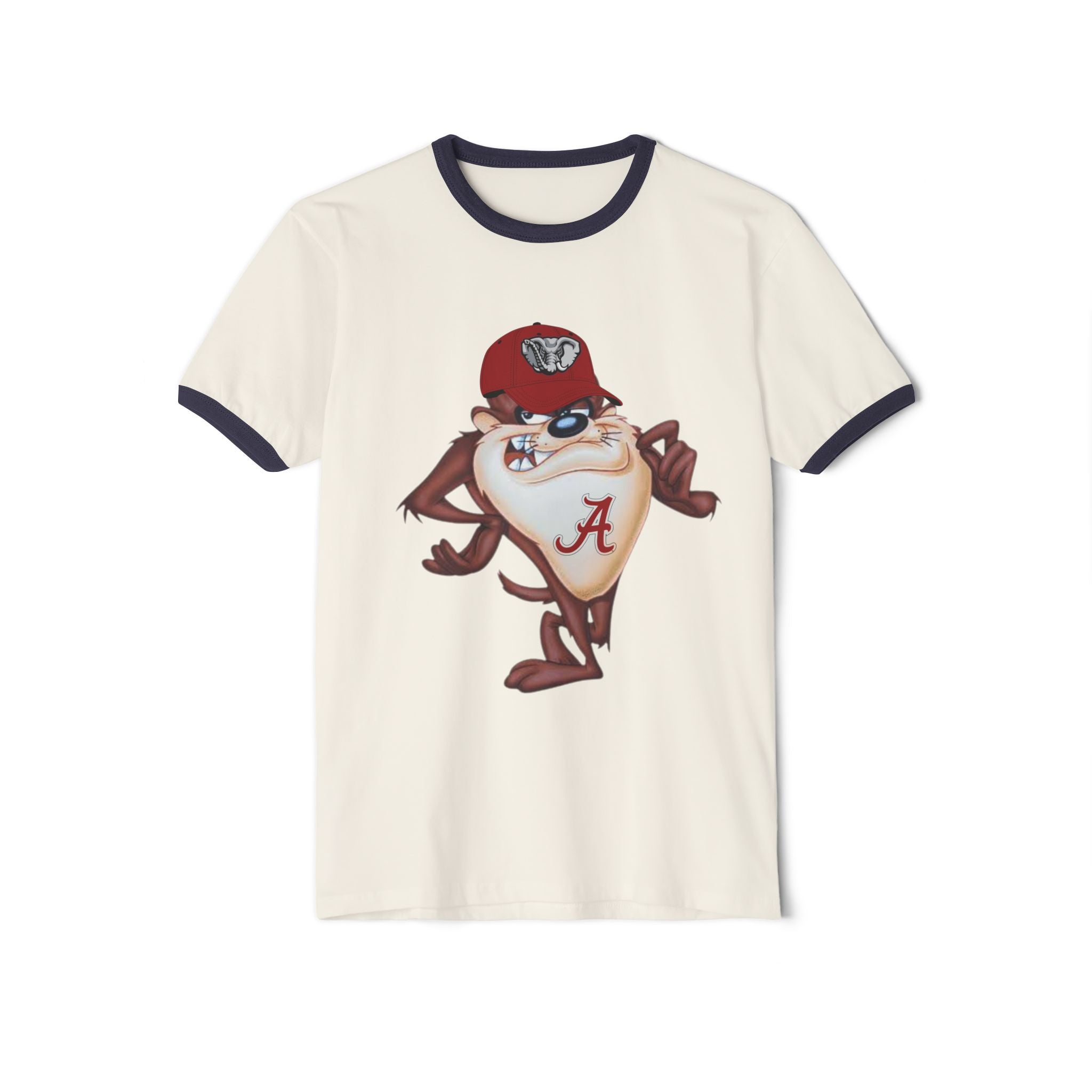 College Mascot Ringer T-Shirt – Retro Alabama “A” Tazmanian Devil Design