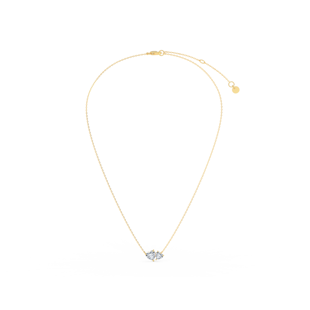 Heart Cut Toi et Moi  Necklace in  yellow gold