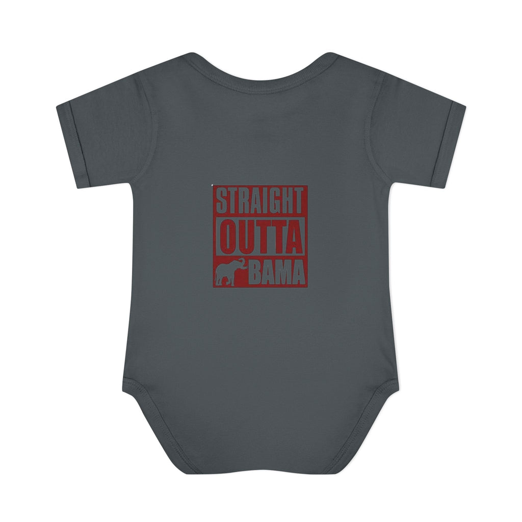 Straight Outta Bama Infant Bodysuit — Alabama Baby Onesie (Crimson Elephant Design)