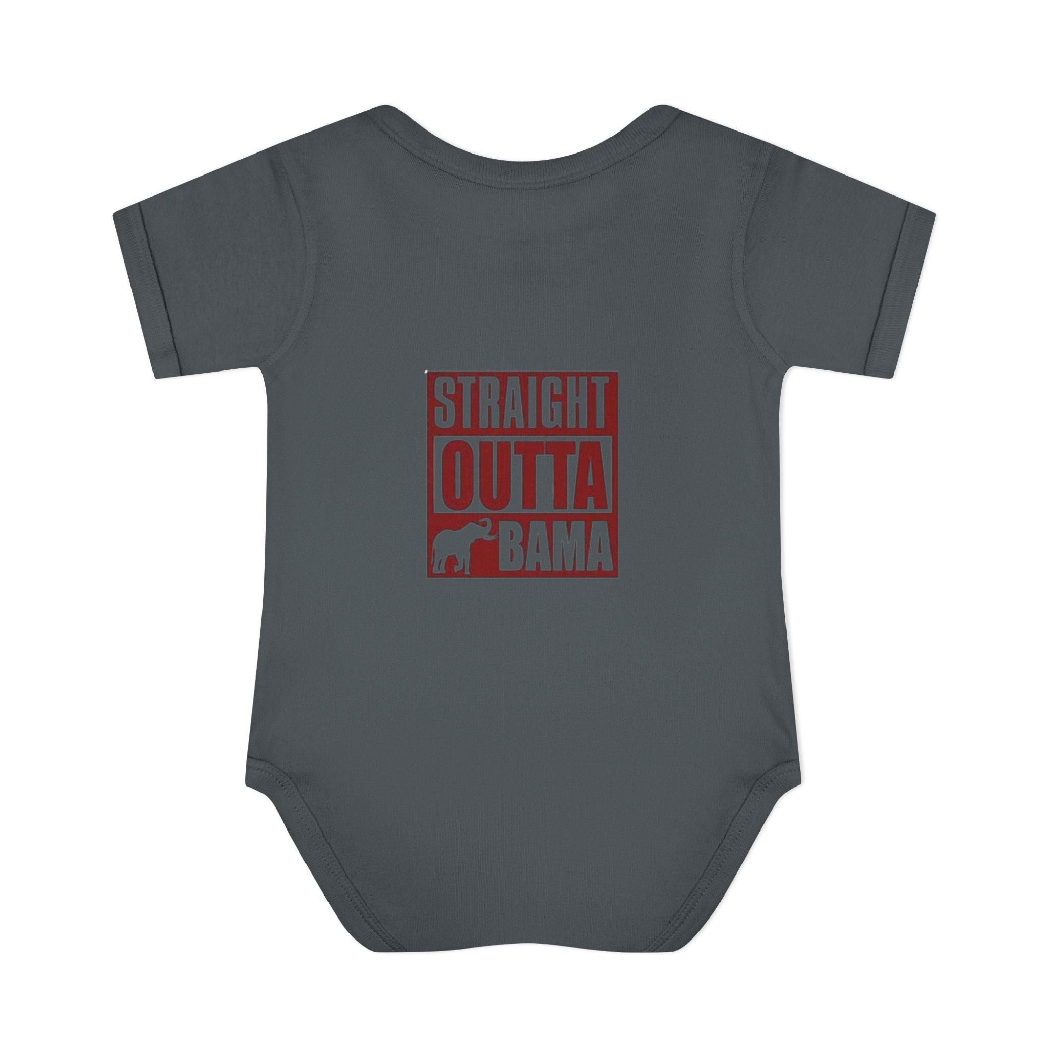 Straight Outta Bama Infant Bodysuit — Alabama Baby Onesie (Crimson Elephant Design)