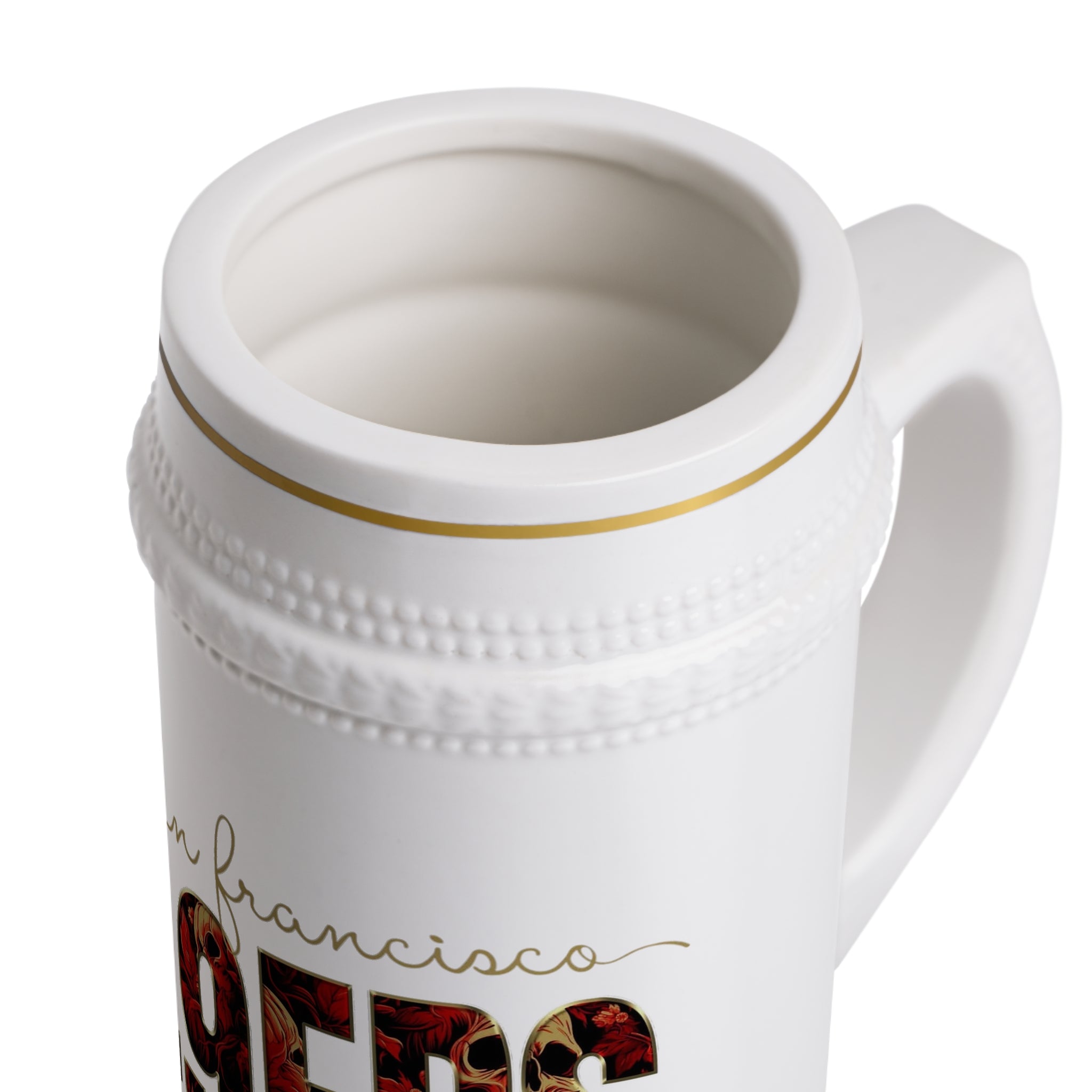 San Francisco 49ers Beer Stein Mug – Vintage Floral Team Logo Ceramic Stein