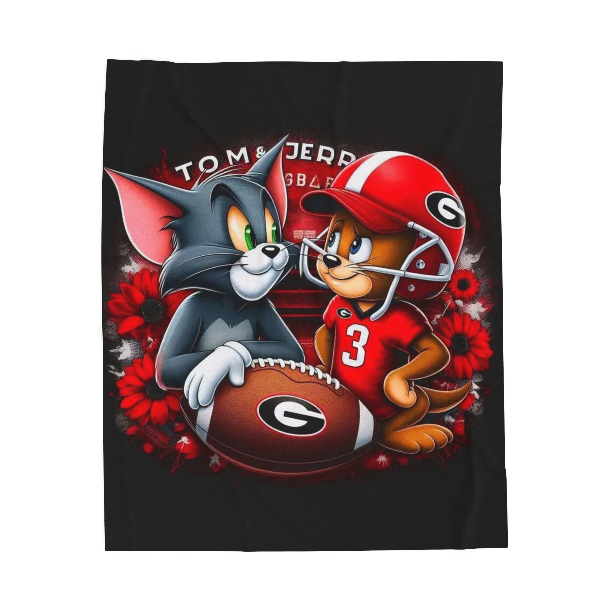 Tom & Jerry Football Velveteen Plush Blanket — Cozy Team Spirit Throw