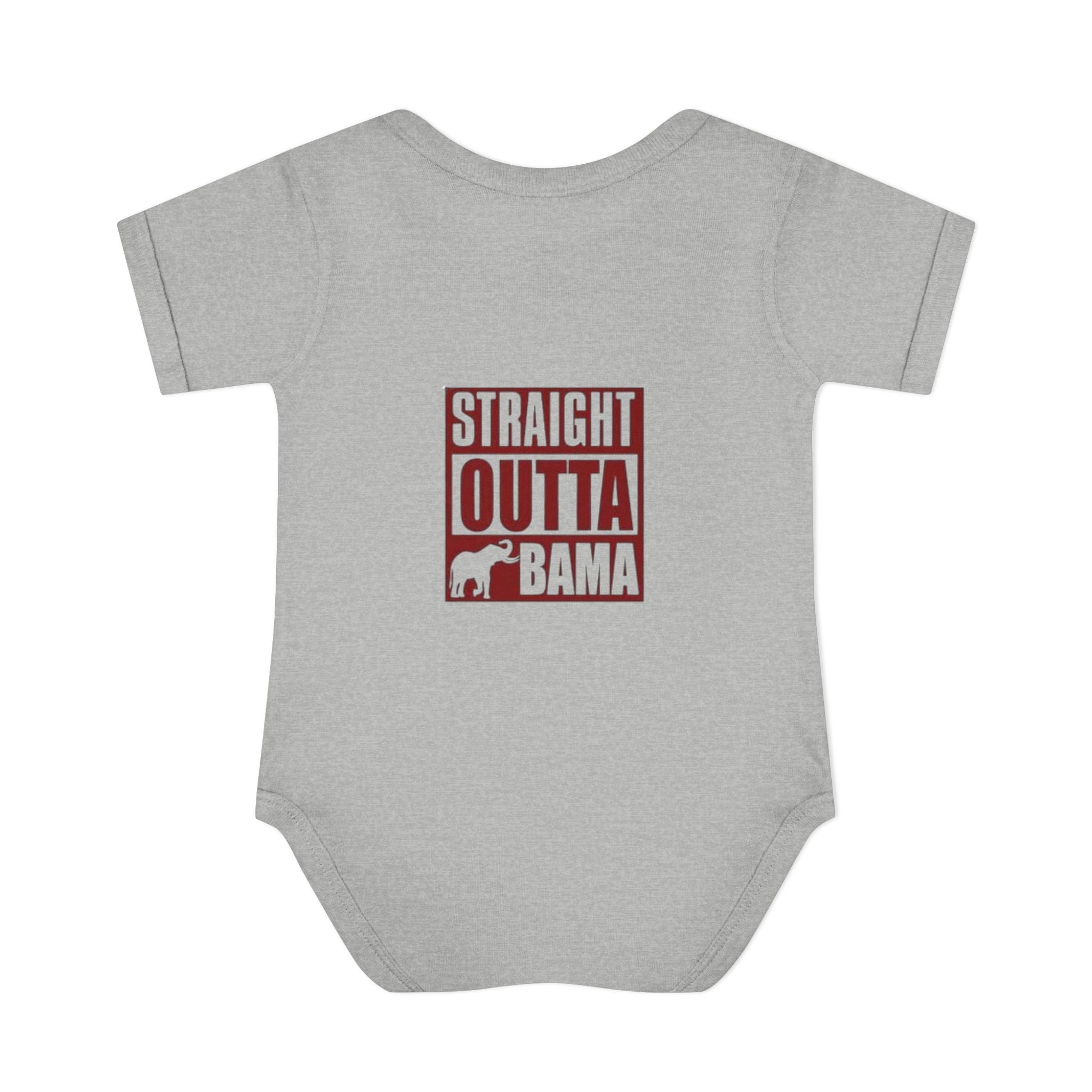 Straight Outta Bama Infant Bodysuit — Alabama Baby Onesie (Crimson Elephant Design)