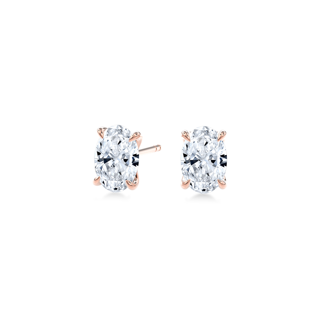 Dia Oval LGD Classic Stud Earring in 14K Rose Gold