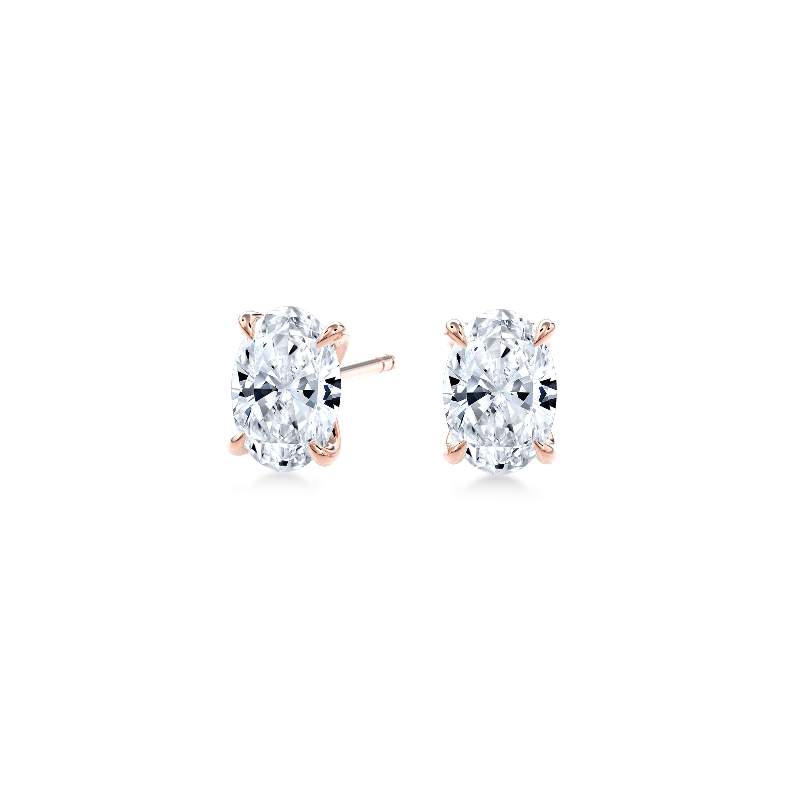 Dia Oval LGD Classic Stud Earring in 14K Rose Gold