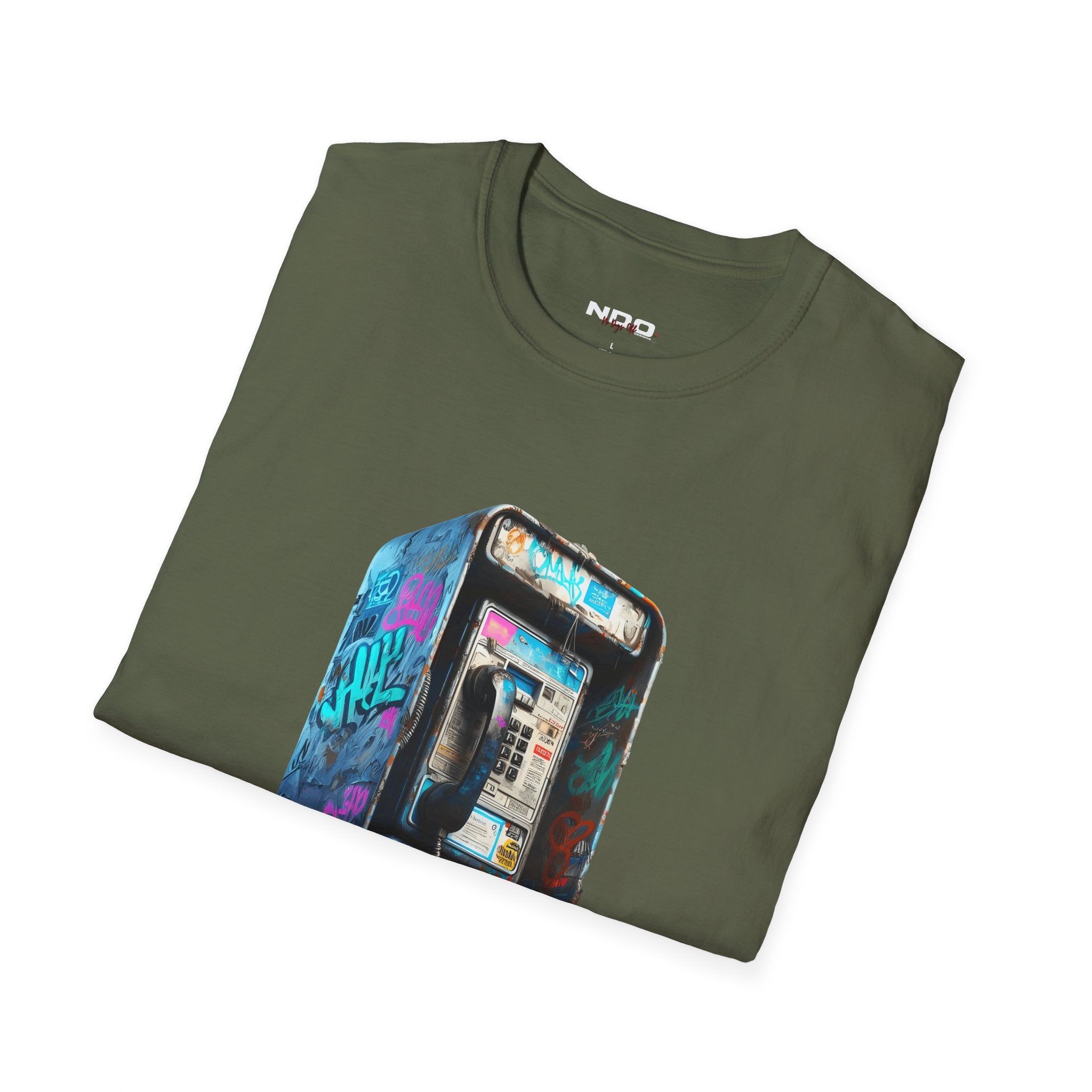 Gen X Retro Payphone Tee — Vintage Graffiti Phone Graphic T-Shirt