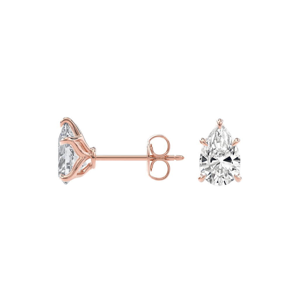 Dia Solitaire Single Stud Earring Pear•Rose Gold
