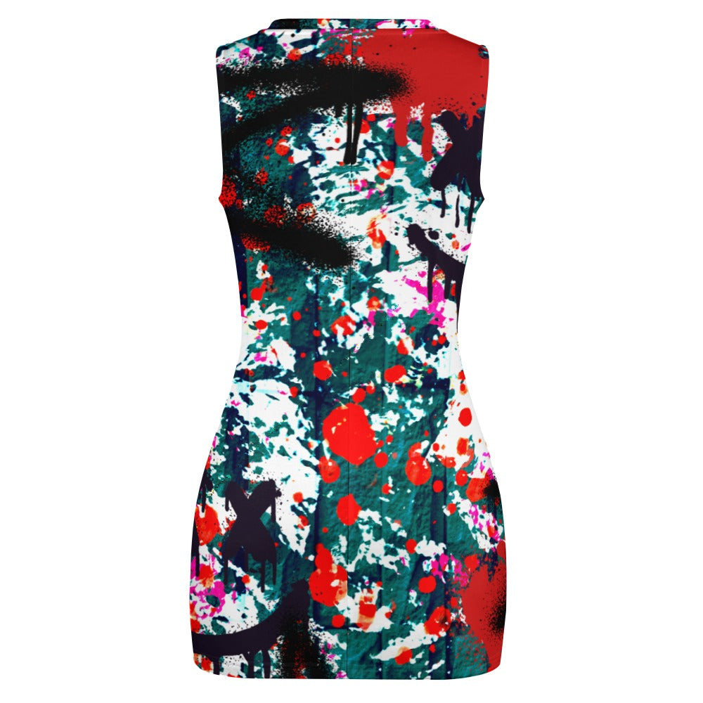 NDO Designs Graffiti Navel-Baring Cross-Fit Hip Skirt