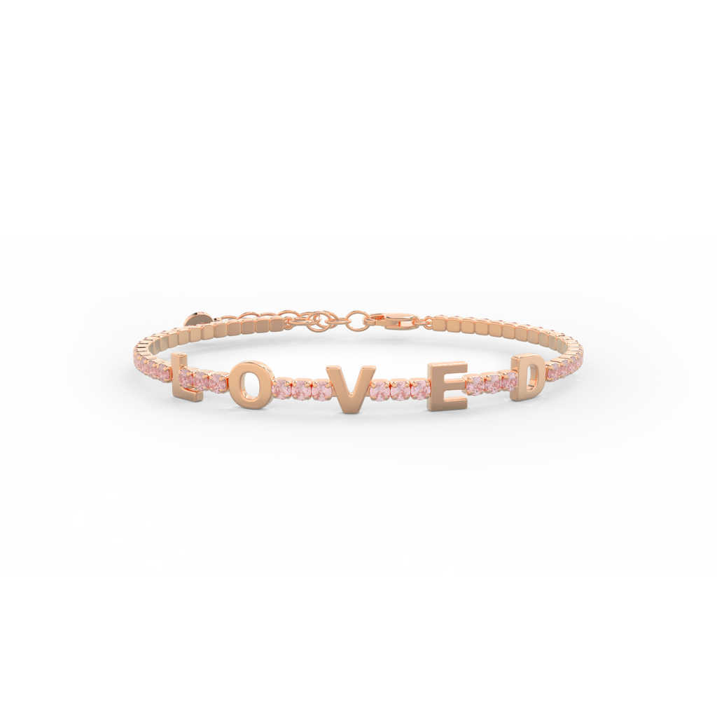 Morganite Birthstone Tennis Bracelet 18K Rose Gold SB001A