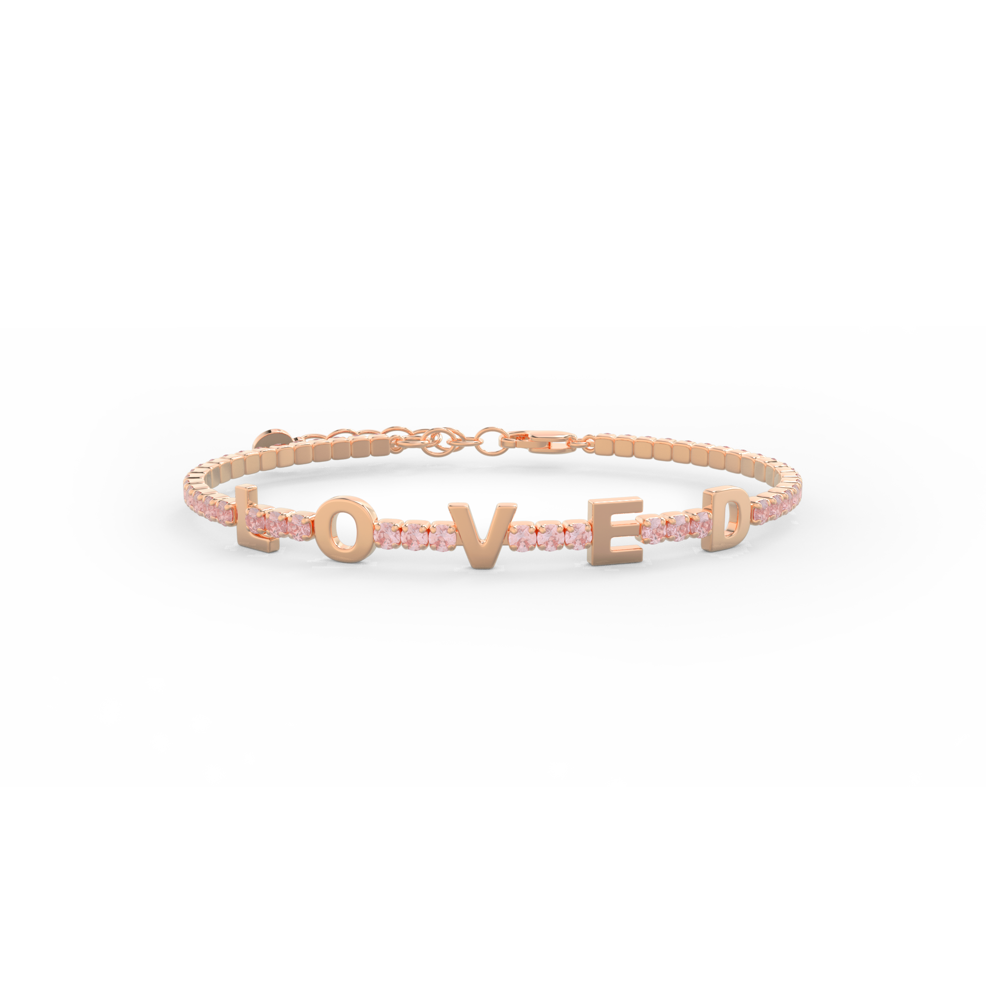 Morganite Birthstone Tennis Bracelet 18K Rose Gold SB001A