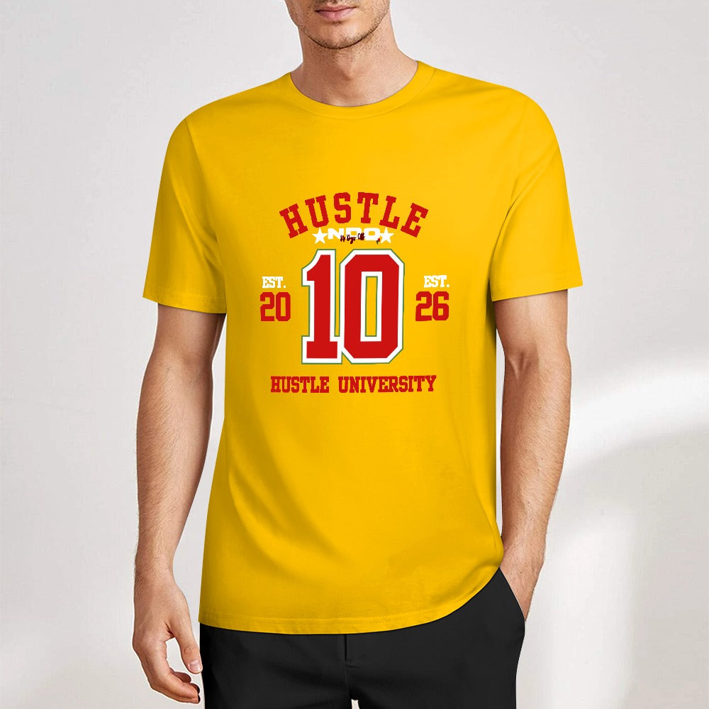 NDO Red Hustle University New  Pure cotton short sleeved T-shirt