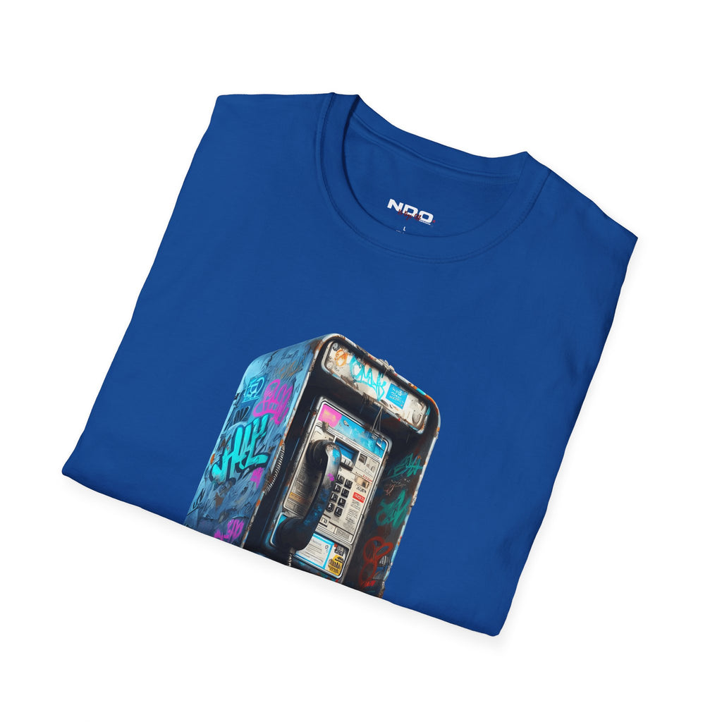 Gen X Retro Payphone Tee — Vintage Graffiti Phone Graphic T-Shirt