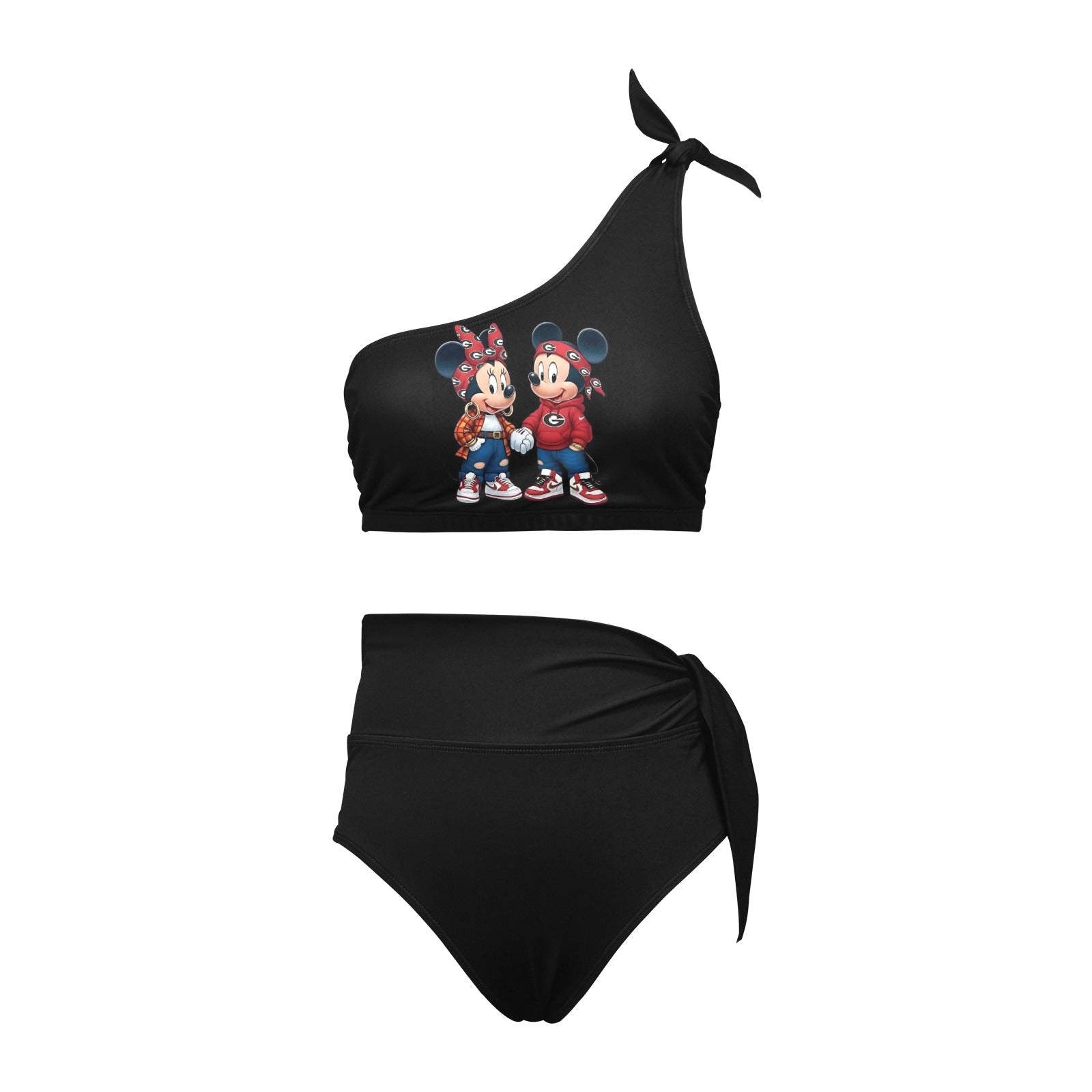 High Waisted One Shoulder Bikini Set (S16)