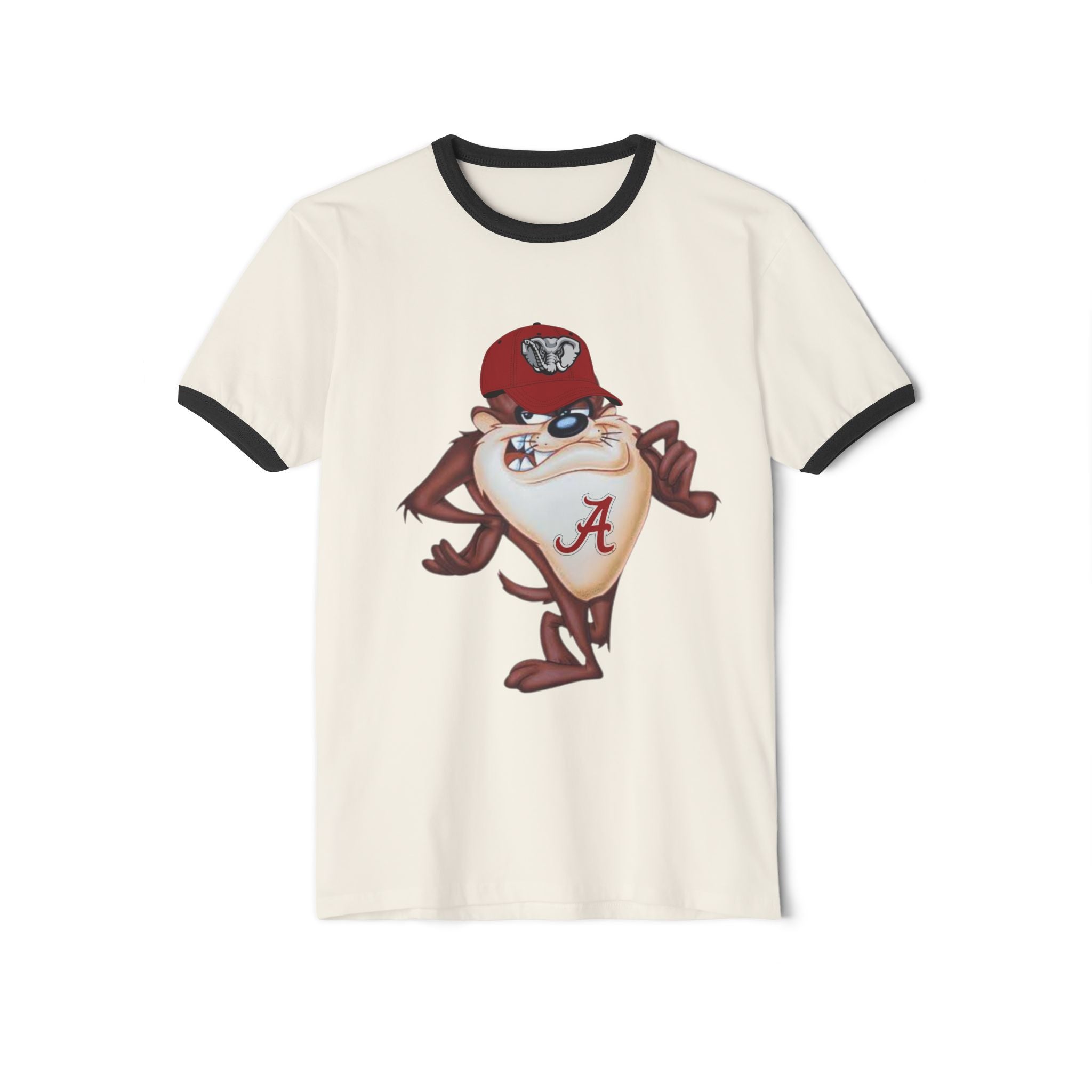 College Mascot Ringer T-Shirt – Retro Alabama “A” Tazmanian Devil Design