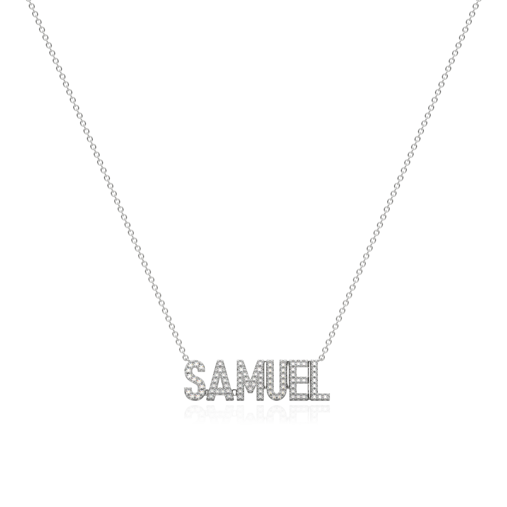 SAMUEL Rhodium Plated Silver Signature name necklace AW24N002R