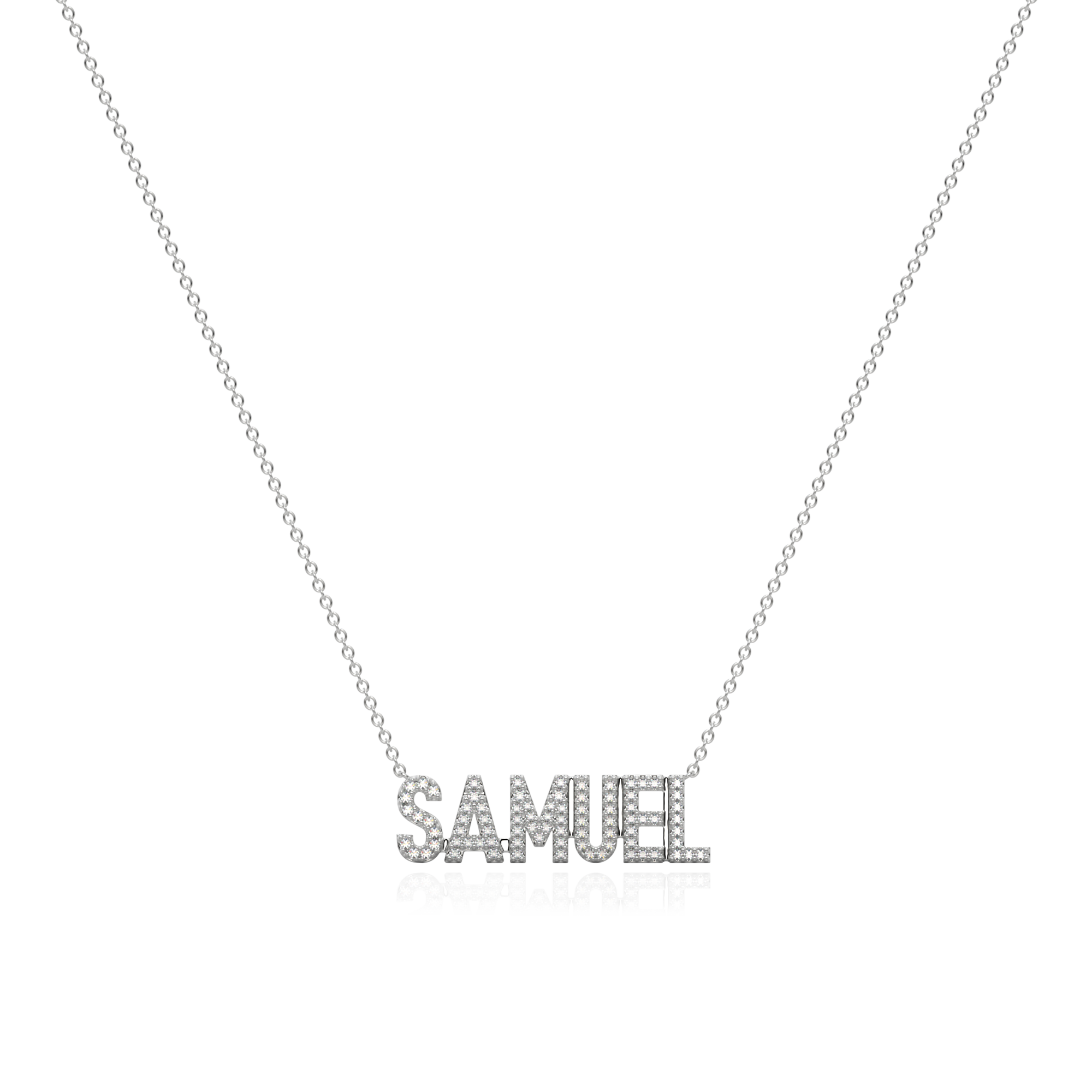 SAMUEL Rhodium Plated Silver Signature name necklace AW24N002R